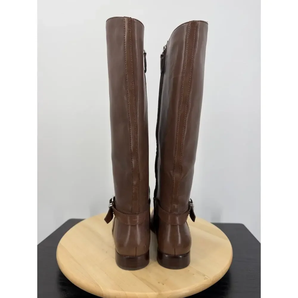 Ralph Lauren Womens Brooke Tall Riding Boots Size 7.5 Brown Leather Classic